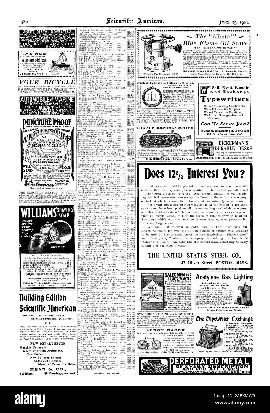 Blech Neuheiten. Sind wir bereit, ARTIKEL UND STANZTEILEN ALLER ARTEN UND GRÖSSEN ZU MACHEN. Ihr Fahrrad die Avery & Jenness Co.60 S. Canal St. Chicag Illinois AUTOMOBIL MARINE BUFFALO GASOLENE MOTOR CO. ramETHING Neue UNCTU1RE NACHWEIS SENDEN & FIFAVE. Erwähnen Scientific American. Immer sehen, dass Sie die Scherköpfe Cup containj Williams' Rasieren Stick - 25c. Luxus Rasierseife. 25C. Schweizer Violett Rasierschaum 50c. (Testversion Größe) Williams' Rasierseife für 2 C. STEMPEL DER J. B. WILLIAMS CO.Glastonbury Ct. Gebäude Edition Scientific American MONATLICH N 2,50 pro Jahr. Einzelne Zahlen 25 Cent. ir NEUE Stockfoto