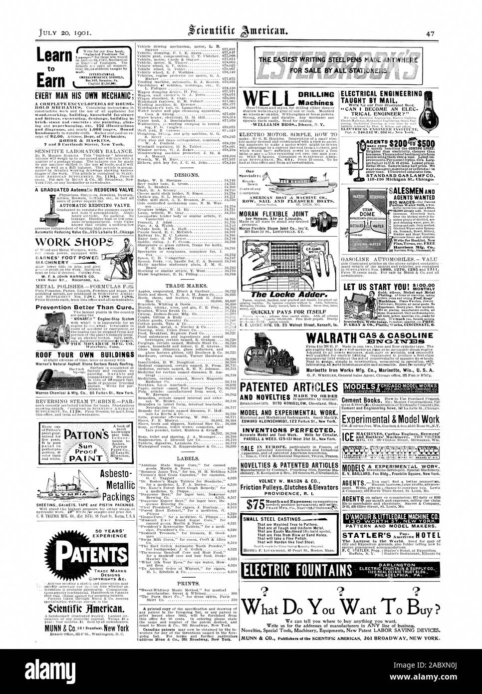Lernen t JEDER MENSCH SEINE EIGENE MECHANIKER; ROHDE di: HASKINS 7 und 9 Cortlandt Street New York. BARNES' FUSS MACHT MASCHINEN PATENTIERTE ARTIKEL, Wahr zu Muster geprägt sind. Die strenge und einheitliche Metall. Die sind frei von Blasen oder Sand Löcher. Das wird ein schönes Polnischen. Das wird hart wie Werkzeugstahl. D'AMOUR & LI TLEDALE MACHINE CO. EIN ABGESTUFTES Automatische Reduzierung der Automatischen Reduzierventil Co 125 LaSalle St. Chicag Vorbeugen besser als Heilen. Dach IHRE EIGENEN GEBÄUDE Warren Naturasphalt Stein Oberfläche bereit. ATTONS FOLIE "Dichtungen Band- und Kolbendichtungen. 50 Jahre Stockfoto