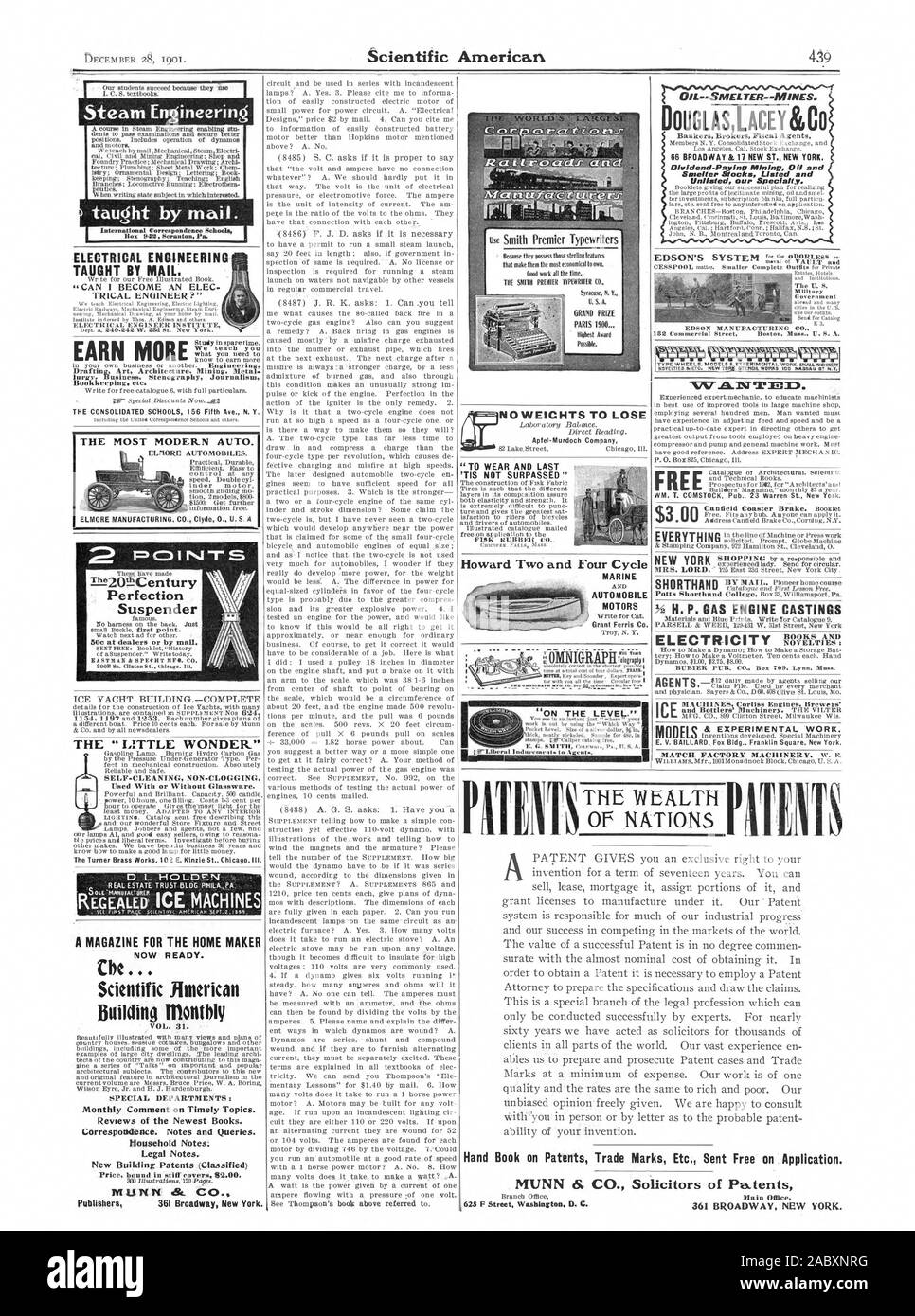 PARIS 1900. Der 'KLEINE WUNDER' EINER ZEITSCHRIFT FÜR ZU HAUSE MAKER jetzt bereit. Scientific American Gebäude monatlich Verleger 361 Broadway New York. DOUGLAS LACEY Dividend-Paying Bergbau Öl- und Verhüttungsprojekte Bestände aufgeführt und EDSON HERSTELLUNG C A. WPM3Z). $ 3.00 H. S. GASMOTOR CASTINGS BUBIER PUB. Co.Box 709 Lynn Messe Die 2 OEICentury Perfektion Hosenträger Dampftechnik lehrte per e-mail. Elektrotechnik per E-Mail unterrichtet. Verdienen Sie mehr KEINE GEWICHTE ZU VERLIEREN' TIS NICHT "FISK GUMMI C Howard 2- und 4-Takt MARINE MOTOREN AUTO OMNIGRAffignipiy Hand Buch auf Patente, Marken etc. übertroffen. Gesendet Stockfoto