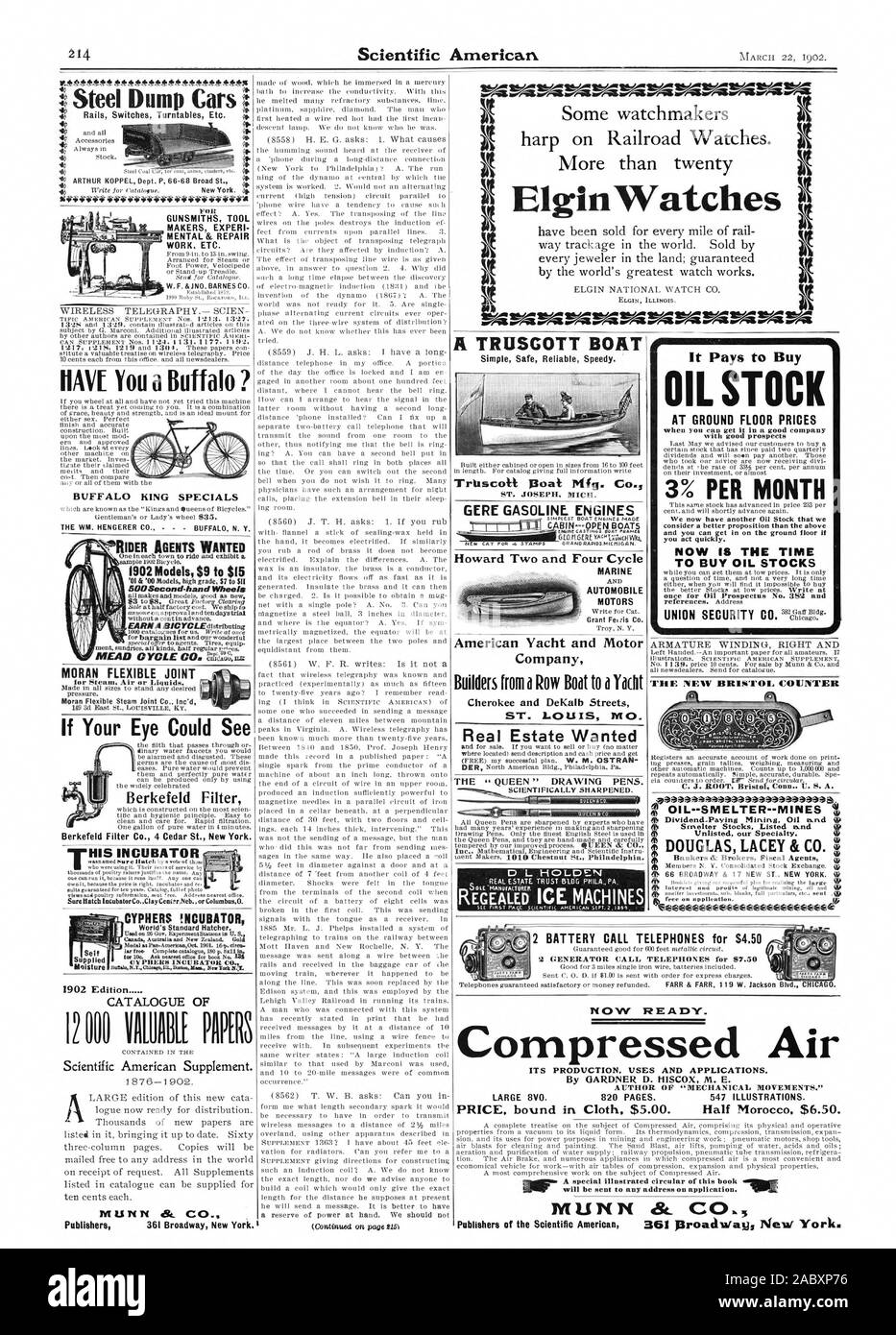 Scientific American Supplement. Verlage 361 Broadway New York. Ms Stahl Dump Autos 40 haben Sie einen Büffel? Die WM. HENGERER CO BUFFAL N.Y. RIDER AGENTEN WOLLTEN 1902 Modelle $ 9 bis $ 15 MORAN flexible Verbindung Wenn Ihr Auge Berkefeld Filter Berkefeld Filter Co.4 die Cedar St. New York könnte. Seine INKUBATOR INKUBATOR CYPHERS der Welt Standard Hatcher. Modell atrea - AmerleaOet. 19 L 16 - s. Deo. Lieferung & Wilma KATALOG DER FÜR BÜCHSENMACHER WERKZEUGBAUERN ERFAH GEISTES- u. REPARATURARBEITEN usw. W. F. & JNO. BARNES CO2-GENERATOR CALL TELEFONE für 87,50 jetzt bereit. Druckluft, Autor von "mechanischen Bewegungen Stockfoto