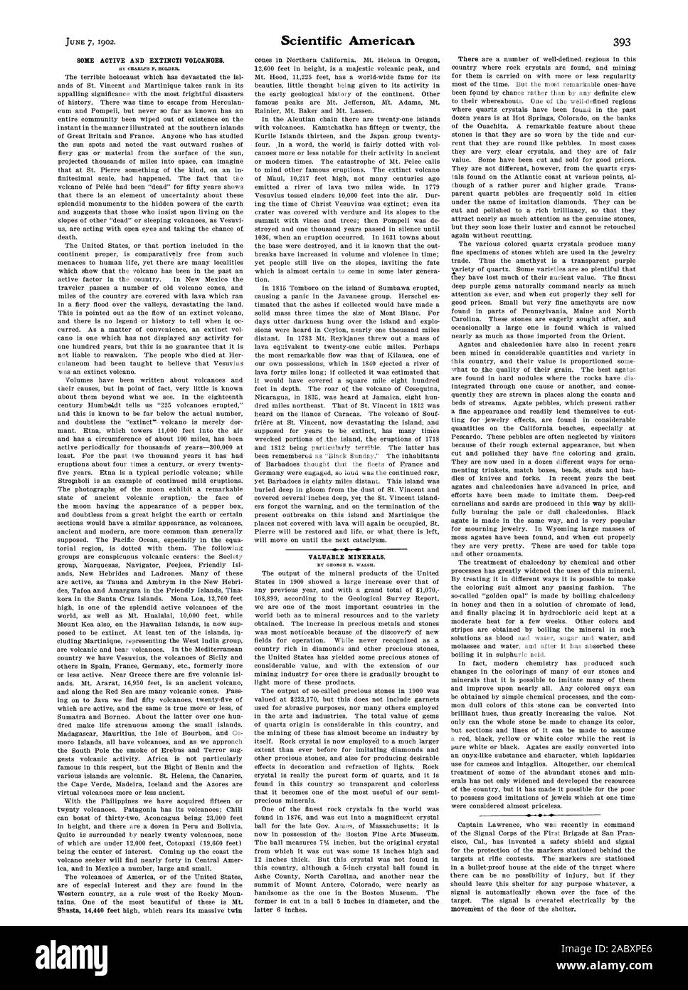 Einige aktive und erloschene Vulkane". Wertvolle Mineralien. Letztere 6 Zoll. Es gibt eine Reihe von gut definierten Regionen in diesem Land, in dem die Bergkristalle gefunden und Bergbau ist für Sie mit mehr oder weniger Regelmäßigkeit die meiste Zeit durchgeführt. Aber am bemerkenswertesten wurden durch Zufall als durch konkrete Clew, um ihren Verbleib gefunden. Eine der gut definierten Regionen, in denen Quarze in den letzten Dutzend Jahren gefunden worden sind, ist an heißen Quellen Colorad am Ufer des Ouachita. Eine bemerkenswerte Eigenschaft über diese Steine ist, dass Sie so verschlissen sind, die von den Gezeiten und cur Wenn einer Stockfoto