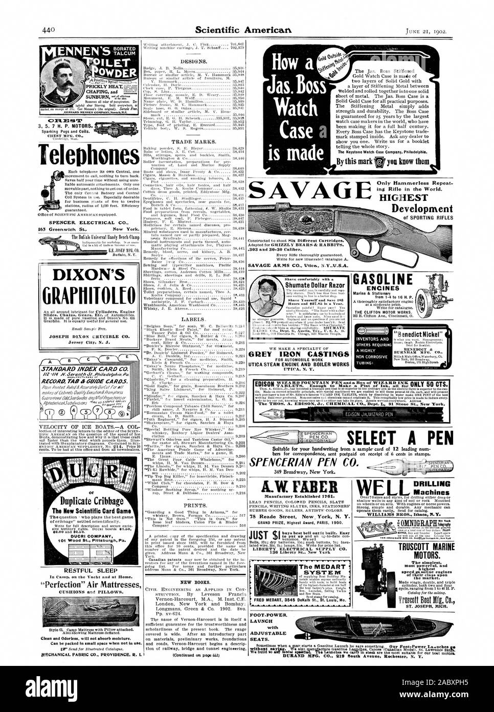 DESIGNS. Jak. Boss Uhr Fall SPENCERIAN PEN CO. Telefone STANDARD INDEX CARD CO. Datensatz Registerkarte 6/0 E-Karten gemacht. Doppelte Cribbage Der neue Wissenschaftliche Kartenspiel DUCRI UNTERNEHMEN 101 Holz St. Pittsburgh PA erholsamen Schlaf NEUE BÜCHER. Shumate Dollar Razor GIZEY IIZON CASTINGS UTICA DAMPFMASCHINE UND KESSEL WORKSLW FABER Manufaktur gegründet 1701. Die sArs-MEDART'r E PA BENZINMOTOREN' Benedikt Nickel' Maschinen Motoren. DIXON 6 RAPHIT 00 Durch diese Marke kennen sie Fuß-POWER mit LAVNCH ADJVSTABLE SITZE. Höchste Entwicklung der JAGDGEWEHRE einen Stift wählen, um die einfachste Mächtigsten und H igh Est Stockfoto