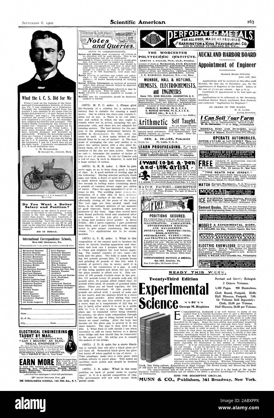 Hinweise und Anfragen. T ER WORCESTER PoLicrEcHrlic irlsTITAJTE. Engineering Chemie. und allgemeine Wissenschaft. MUNROE HALLE & HOPKINS CHEMIKER RECTROCHEMISTS und Ei 16 effektiven Wechselkursen Charles E. MUNROE Ph. D.F.C.S.N. MONROE HOPKINS. Ph. D.A.I.E.E. CLARENCE HALLE M. A.C.S. Ernennung der Ingenieur. Das schlägt NEW JERSEY.' und die Abfueller" Maschinen. TH'E VILTER TYP RÄDER. Modelle und experimentelle Arbeit. SMALLETACHIEERY NEUHEITEN & ETC. NEw yORK SCHABLONE FUNKTIONIERT 100 NASSAU ST NEW YORK Möchten Sie ein besseres Gehalt und Position? Tun Sie es heute. Internationale Korrespondenz Schulen Box 942 Scranton Pa Ausarbeitung Kunst Stockfoto