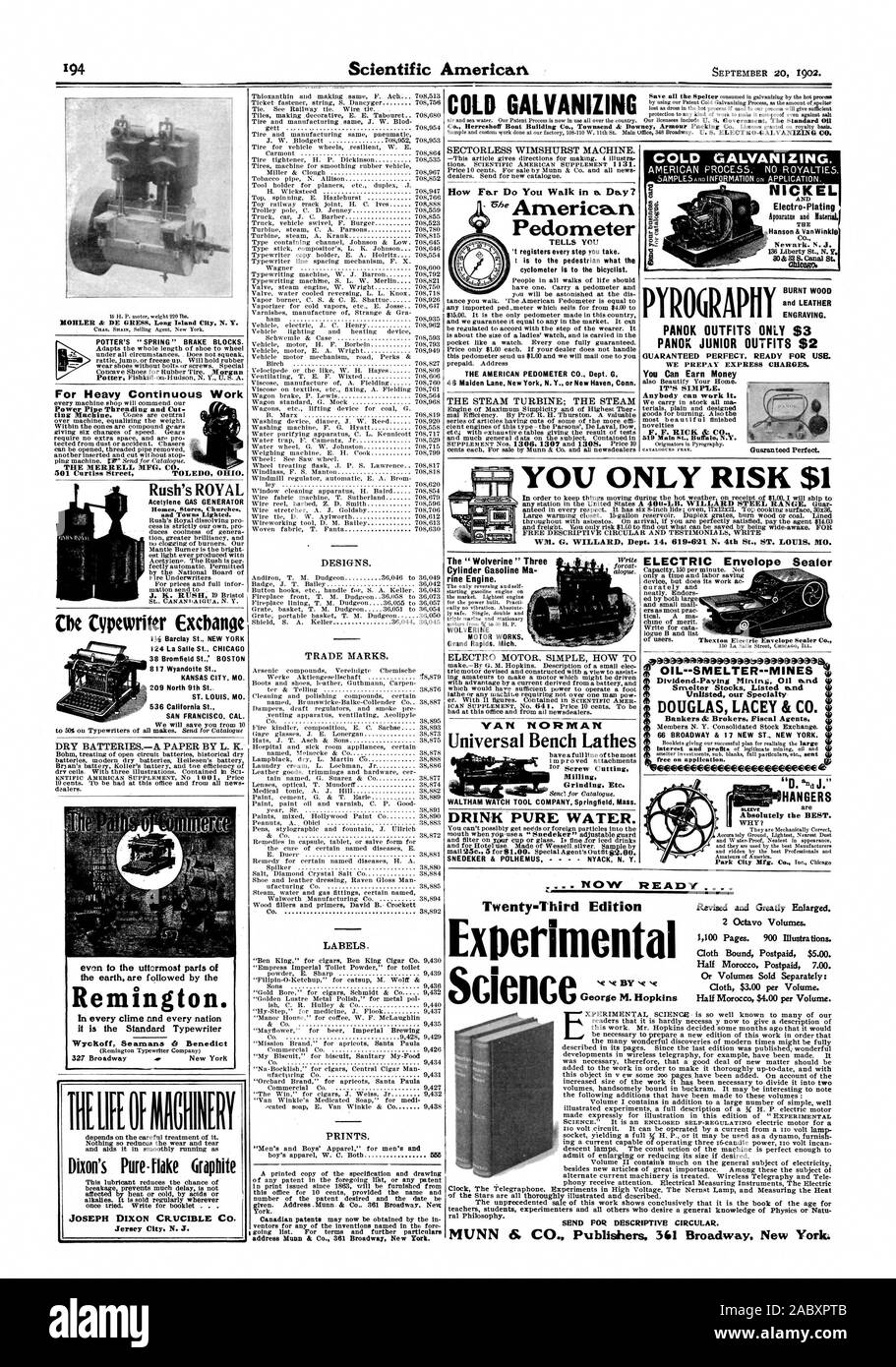 NICKEL UND Electro-Plating - Hanson & Van Winkle MOM% können Sie Geld verdienen, ES IST GANZ EINFACH. Jeder kann es zu arbeiten. Garantiert perfekten. Sie nur $ 1 etv' KLEIDERBÜGEL JETZT XXIII Edition George M. Hopkins 2 Octavo Volumes. 1100 Seiten. 900 Abbildungen. Tuch gebunden Postpaid 5,00 $. Die Hälfte Morocc Postpaid 7,00. Oder Volumes Separat erhältlich: Tuch $ 3,00 pro Band. Die Hälfte Morocc $ 4,00 pro Band. Für beschreibende Rundschreiben., Scientific American, 1902-09-20 SENDEN Stockfoto