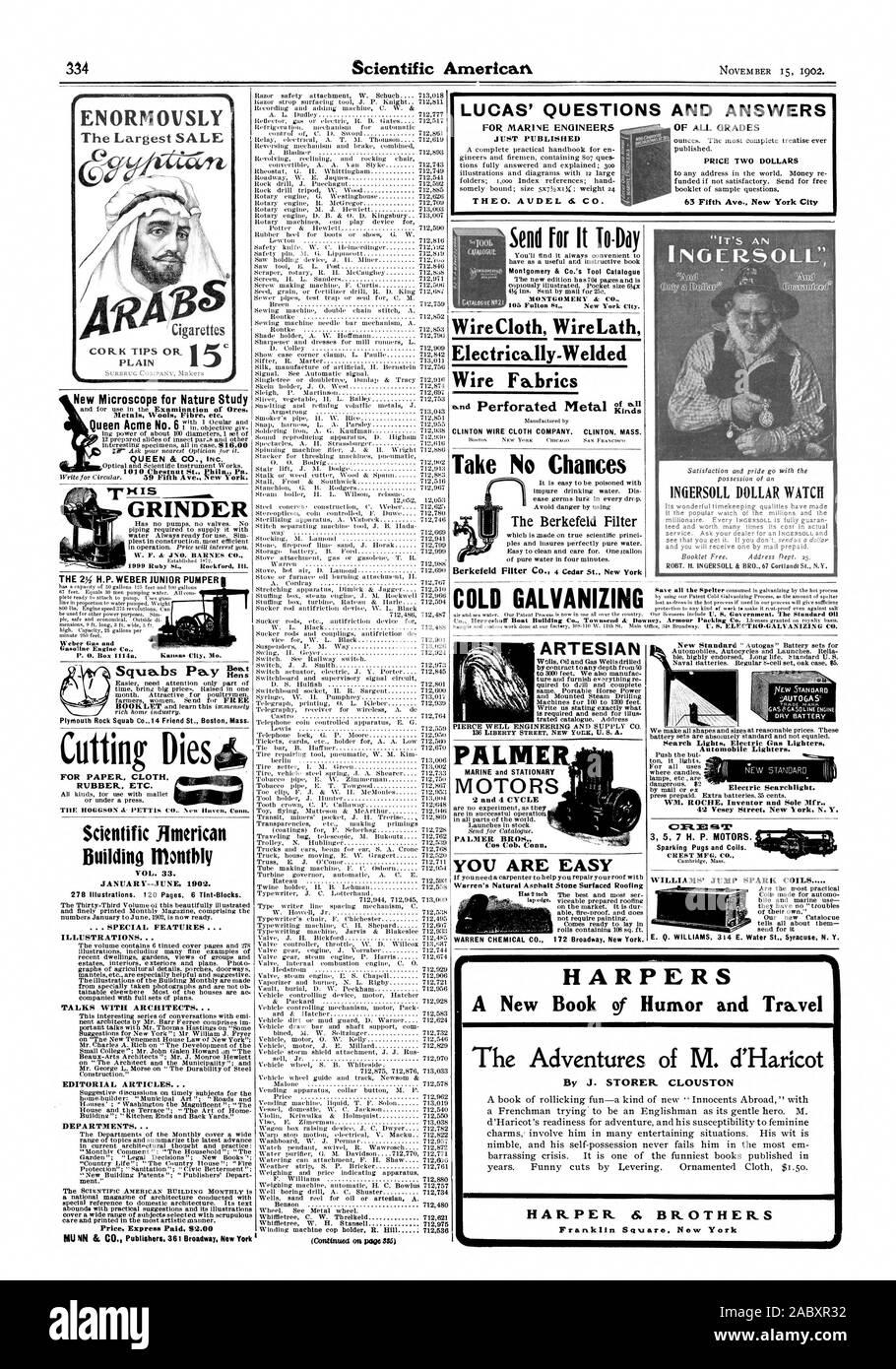 Kabel Stoffen perforiertes Metall CLINTON DRAHTGEWEBE FIRMA CLINTON. Masse. Keine Chance der Berkefeld Filter kalt verzinken Art LUCAS' FRAGEN UND ANTWORTEN FÜR MARINE ENGINEERS VERÖFFENTLICHTE GERADE THEO. AUDEL & Co. VON ALLEN QUALITÄTEN PREIS ZWEI DOLLAR INGERSOLL DOLLAR WATCH Broschüre kostenlos. Adresse abt. 25. coattunae ARTESISCHEN PALMER MOTOREN 2 und 4 Zyklus PALMER BROS. Cos Cob Anschl. SIE SIND EINFACH Warren Naturasphalt Stein beschichtete Dach 172 Broadway New York. : Chemische AUTOGAS' Batterie Suche Lichter elektrische Gas Feuerzeuge Automobil Feuerzeuge. WM. ROCHE Erfinder und alleinige Mfr. Funkenbildung Möpse und Spulen Stockfoto