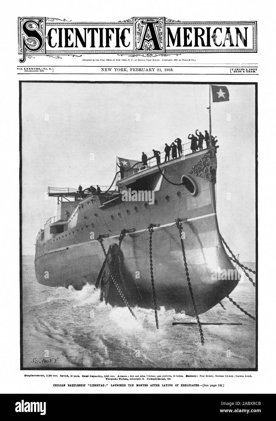 Torpedorohre unter Wasser 3. Ergänzung 700., Scientific American, 1903-02-21 Stockfoto