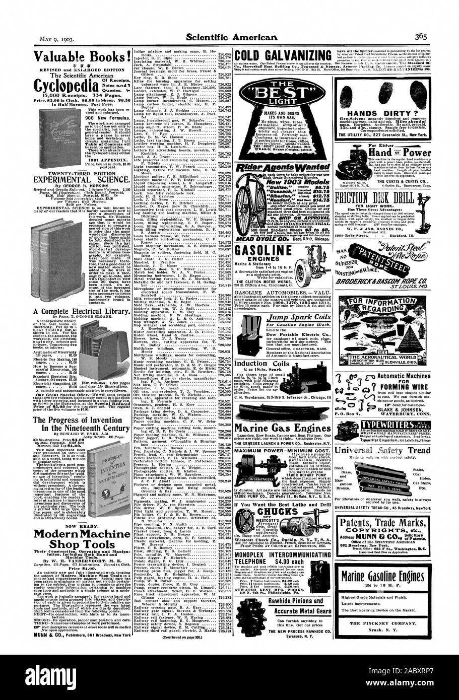 Kalt Verzinken von George II. HOPKINS jetzt bereit. Moderne Maschine Shop Tools lation einschließlich Hand- und Werkzeugmaschinen. Von W. H. VANDERVOORT. M. E. Preis 4,00 $. Wertvolle Bücher! Überarbeitete und erweiterte Ausgabe des Scientific American Abfragen. S 13000 Einnahmen. "734 Seiten. in Marokko. Post kostenlos. 1901 anlage. 20 - DRITTE AUSGABE experimentelle Wissenschaft. Eine komplette elektrische Bibliothek. Rawhide Zahnräder und genaue Metal Gears kann alles in dieser Zeile liefern. Unsere Preise Syracuse N.Y. KAUFEN WESTCOTT MONOPLEX miteinander kommunizierenden Telefon 4,00 $ pro ATWATER KENT MFG. Funktioniert. 0 N. 6 St Stockfoto