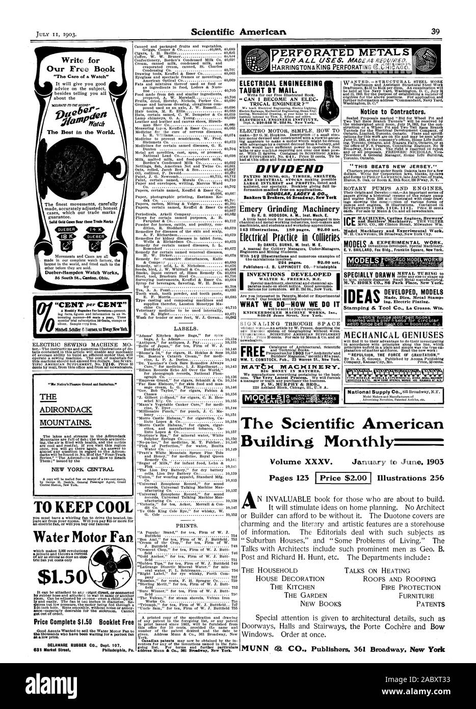 Wasser Motor Lüfter 1,50 $ Adresse Munn & Co 3131 Broadway New York. Dividende zahlen BERGBAU 0. Holz SCHMELZER DOUGLAS LACEr & Banker Makler 66 Broadway New YorlIt Schmirgelleinen schleifen Maschinen von R. B. HODGSON A. M., Techn. Mech. E. in der Praxis in der Zechen von DANIEL BURNS M. Inst. M. E. Verlage - J. B. LIPPINCOTT CO-Philadelphia ICH ERFINDUNGEN ENTWICKELT WALTER K. FREEMAN M.E., WAS WIR TUN UND WIE WIR ES TUN MAIrtH MASCHINEN. Das GROSSE GELD IN anpasst. Zu KEEP COOL DIE BERGE. NEW YORK CENTRAL Central Station New York. Schreiben Sie sich in unserem kostenlosen Buch "die Sorgfalt eines Watch", die Besten in der Welt. Solid Gold Stockfoto