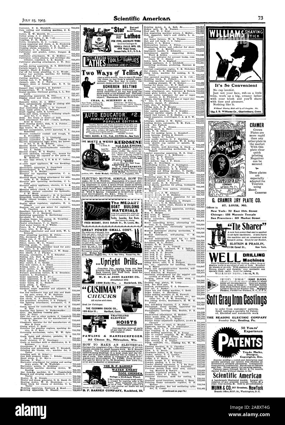 Heben Apparate G. Blaauw 733015 CHAS. A. in der SCHIEREN & Co. Soap einen großen cremigen Schaum sanft-grauen Gusseisen DIE LESUNG ELECTRIC COMPANY Scientific American Branch Office 625 F. St Washington D.C. BELIEBT EDITION. THEO. AUDEL & Co. Pub. 63 5 Av. New York Die MEDART MEDART BOOT BAUSTOFFE FRED 3545 DeKalb St. St. Louis Mn. aufrechte Bohrer. W. F. & JOHN BARNES CO 1999 Ruby St.-Rockford. Illinois die CUSHMAN CHUCK CO 189 Allyn St Hartford Anschl. TTLAVELING ELEKTROZÜGE PAWLING & HARNISCHFEGER. 162 Clinton St. Milwaukee Wis WASSER SCHMIRGEL WERKZEUGSCHLEIFMASCHINE. CRAMER G. CRAMER TROCKEN Stockfoto