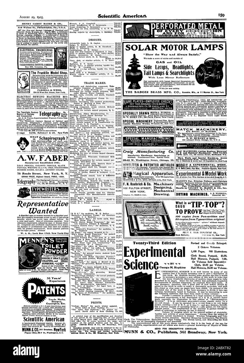 Bezirk. Gleiches Maschinen. Das GROSSE GELD IN anpasst. und E xperimental Arbeiten. Allgemeine Maschinen arbeiten. Experimentelle & Modell arbeiten Maurer von Pat. Reibung Riemenscheiben und Kupplungen Manfd. Durch VOLNEY W. Mason & Co. Inc. der Vorsehung. I. U. S. A. IMP 15 102 Fulton Street Was ist 100 Kopien von Pen-geschrieben und 50 Kopien von der Schreibmaschine original auf 10 Tage Testversion. FELIX F. DAUS DUPLICATOR CO.daus Gebäude 3 John St. New York xxiii Edition experimentelle Wissenschaft 2 Octavo Bände 1100 Seiten. 900 Abbildungen Tuch gebunden Postpaid 5,00 $. Die Hälfte Morocc Postpaid 7,00. Oder Volumes Separat erhältlich: Tuch $ 3,00 pro Band Stockfoto