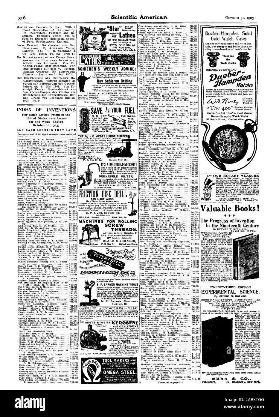 INDEX VON ERFINDUNGEN, die Vereinigten Staaten waren für die Woche Ende und jedes Lager, DASS DATUM FÜR FEINE PRÄZISE SENECA FALLS MFG Arbeiten ausgestellt. Co.695 Wasser zeugte SCHIEREN'S WEEKLY BERATUNG: Schieren Belting Herd Kaufen - Rohr mdlater Dünger ihr Eis für 10 abzweigte. Die 234 H.P. WEBER JUNIOR PUMPER Weber Gas und Benzin Motor Co. S. 0. Feld 4 ein. Kansas City Mo. FÜR LEICHTE ARBEITEN. Maschinen für ROLLINC YOR DERICAWASti fiil 8 7 Af AWE CR 0,57 LOUIS. MO. BERKEFELD FILTER 4 Cedar Street. New York. Rockford Illinois BLAKE & JOHNSON S. 0. Boa 7 Waterbury Anschl. GEWINDE. alle Zwecke A. MIETZ durch, die für die H. W Stockfoto