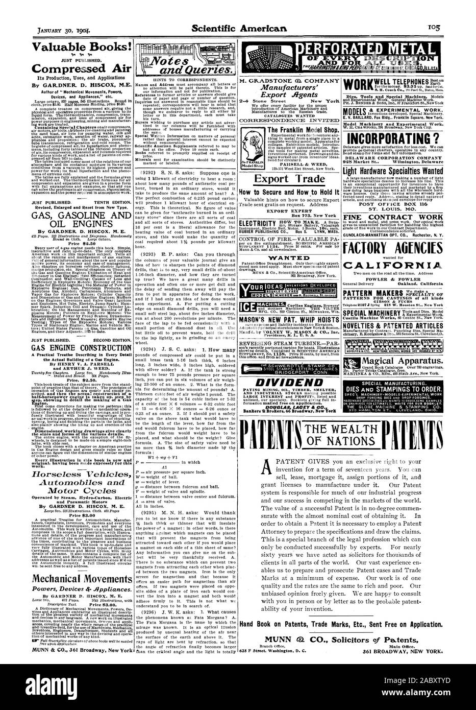 Druckluft durch GAR. DNER. D. HISCOX. M.E. Autor von "Mechanische Bewegungen Befugnisse Geräte und Geräte" etc. überarbeitet, erweitert und Zurücksetzen von neuen Typs. GAS, BENZIN UND ÖL von der GAR-Dner-D. HISCOX M. E. Preis 82,50 gerade veröffentlicht. Zweite Ausgabe. Gasmotor Bau eine praktische Abhandlung beschreibt im Detail das eigentliche Gebäude von einem Gasmotor. Von HENRY V. A. PARSELL und Arthur J. Unkraut. Preis 82.50. Halb-PS-Motor wird Schritt für Motor. Dimensionierte arbeiten Zeichnungen geben klar die Größen und Formen der verschiedenen Details. Jede Abbildung in diesem Buch ist neu Stockfoto