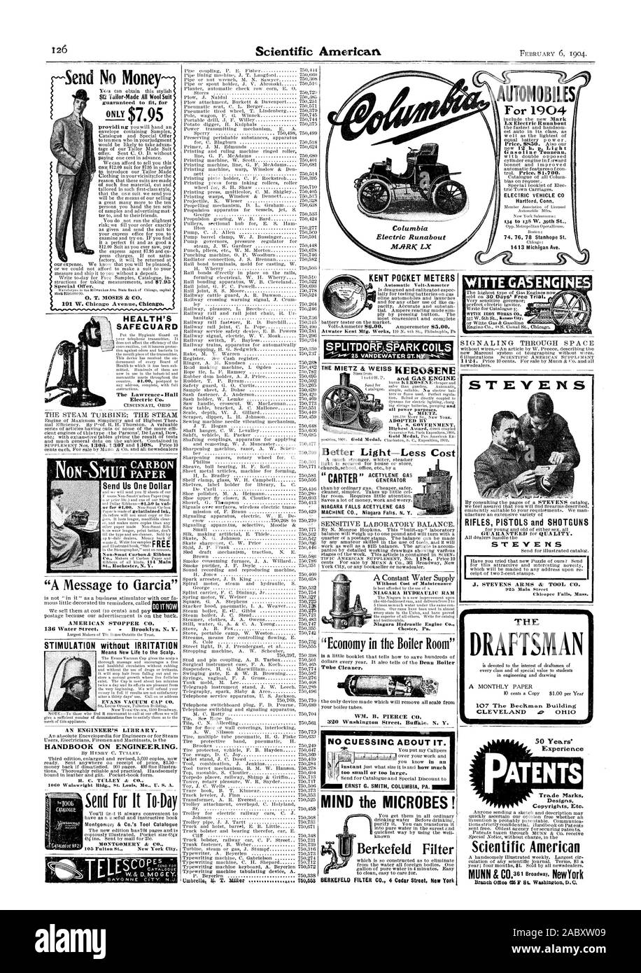 Bessere Light-Less Kosten GENERATOR NIAGARA FALLS ACETYLENGAS MACHINE CO. Niagara Falls. N.Y SENSIBLE LABORWAAGE. 8. Spulen PLITOORFPARK VANDEWAT ER ST. NY KENT POCKET M kein Rätselraten über es. ERNST G. SMITH KOLUMBIEN PA. Rohrreiniger Berkefeld Filter STEVENS DER VERFASSER 107 Die Beal: Nicht Blanding CLEVELAND OHI 50 Jahre Erfahrung iPATENTt Marken Designs Scientific American rSend kein Geld garantiert für die Wahrung der Lawrence. Hall Electric Co. Uns einen Dollar Stimulation ohne Reizung" eine Nachricht an Garcia' amerikanischen STOPPER CO 136 Water Street - Brooklyn N. V Senden zu passen Stockfoto