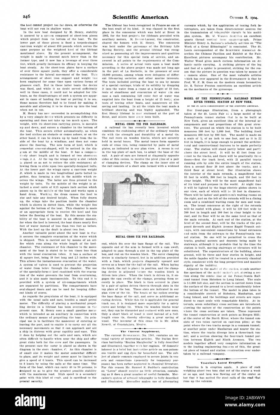 Metall kreuz Riegel für Eisenbahnen. Die aktuelle Ergänzung. Modell der Pennsylvania Railroad HUDSON RIVER TUNNEL STATION IN NEW YORK. EY DIE T. LOUIS KORRESPONDENT DER Scientific American. Metall kreuz Riegel für Eisenbahnen., 1904-10-08 Stockfoto