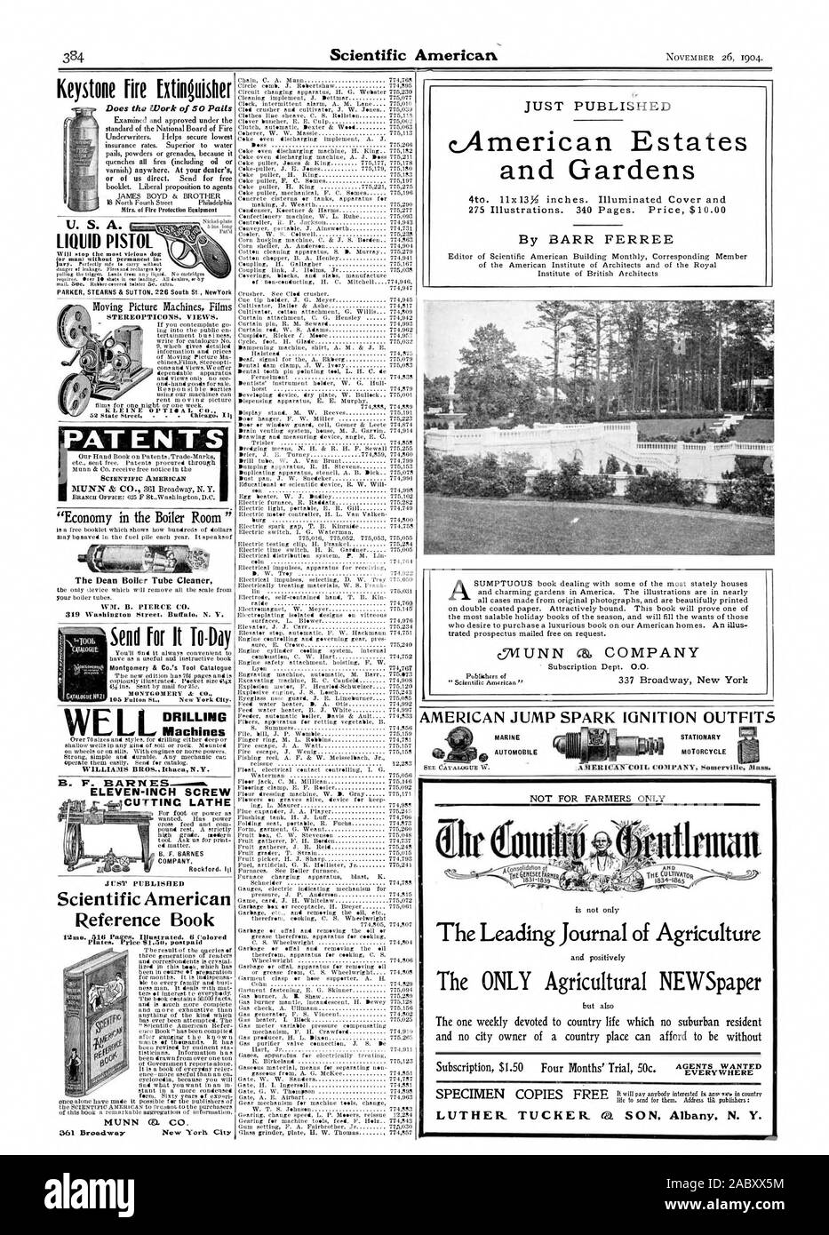Keystone Feuerlöscher macht die Arbeit von 50 Eimer Pat 'DPARKER STEARNS & Sutton 226 South St NewYork Scientific American der Dekan Kessel Rohrreiniger B. PIERCE CO 319 Washington Street Buffal N. V. WILLIAIYIS BROS. Ithaca NY gerade veröffentlichten Scientific American Nachschlagewerk MUNN CD. C für Es to-day Montgomery & Co. das Werkzeug Katalog WEL Bohrmaschinen 11-Zoll Schraube CUTTINC DREHMASCHINE FIRMA Rockford senden. III U. S. A. FLÜSSIGKEIT PISTOLE STEREOPTICONS ANSICHTEN. KLEINE OPTIOAL CO. Die Agenten wollten überall ftlittintifter Litmus iffen (American Fincas und Gärten von BARR FERREE AMERIKANISCHEN SPRINGEN Stockfoto