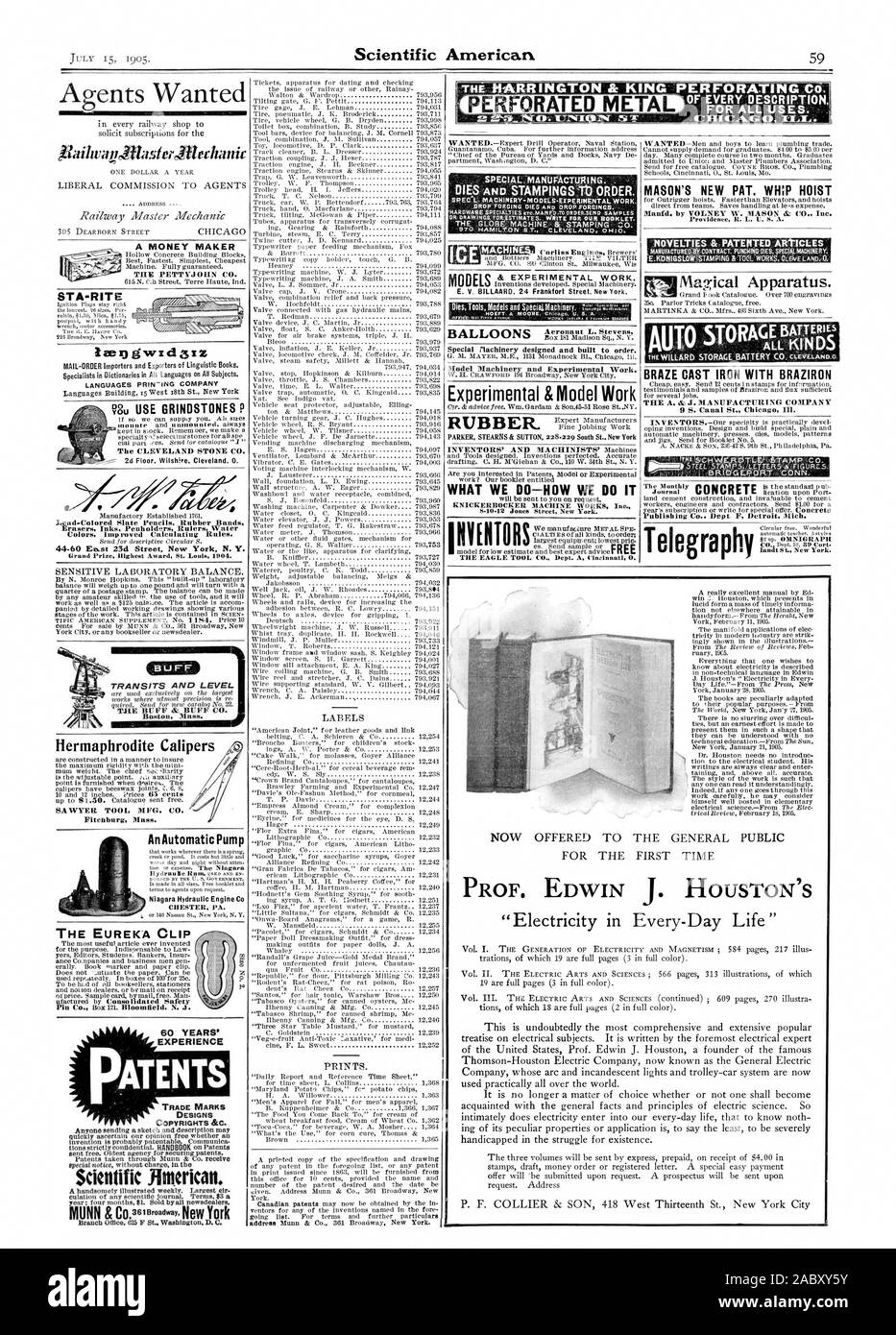 Eine MONEY MAKER DER PETT 1 (J01 IN CO.STA-RITE IMO gWird 31 EZ DIE CLEVELAND STONE CO. 2D-Stock. Wilshlre Cleveland. 0. Lead-Colored Schiefergriffel Gummibänder Radiergummis Tinten Stifthalter Herrscher Wasser Farben verbesserte Berechnung Regeln. Hermaphrodit Bremssättel SAWYER TOOL MFG. Co.fitchburg Messe eine automatische Pumpe Niagara hydraulische Motor C DIE EUREKA-Klammer (10 JAHRE ERFAHRUNG PATENTE MARKEN DESIGN COPYRIGHT & C. Wissenschaftliche iitnerican Eine stattlich illustroted wöchentlich. Größte cir culation der wissenschaftlichen Zeitschrift. Agb Filiale Ofbee 125 F St Washington D. C. Transite und Boston. Messende Stockfoto