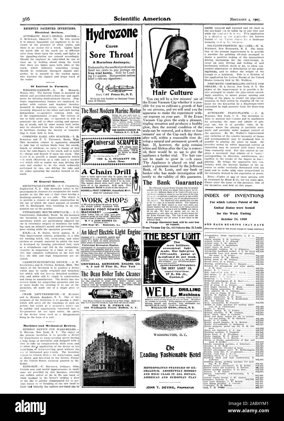 Kuren Halsschmerzen eine harmlose Antiseptikum. Vor kurzem patentierten Erfindungen. Elektrische Geräte. Von Interesse für die Landwirte. Von allgemeinem Interesse. Maschinen, Apparate und mechanische Geräte. Eine Kette Bohrer eine ideale elektrische Licht Motor Universal Kerosin Motor. UNIVERSAL KEROSIN MOTOR CO.6 8 und 10 Erste St. New York Der Dekan Kessel Rohrreiniger die WM. B. PIERCE CO 319 Washington Street. Buffal N.Y. Haar Kultur die Bankgarantie eine 16-seitige bebilderte Buch kostenlos auf Anfrage THEBESTuGHT brillantesten wirtschaftlich Licht wird gesendet werden. Unsere Licht gibt 100-Kerze macht im besten Licht CO.81 L. 5 St Stockfoto