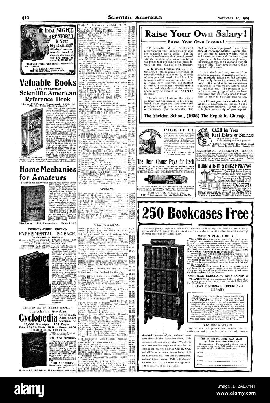 Wertvolle Bücher Scientific American Nachschlagewerk 12 Mo. 316 Seiten. Illustriert. 6 farbige Home Mechanik für Amateure 20 - DRITTE AUSGABE experimentelle Wissenschaft. Überarbeitete und erweiterte Ausgabe des Scientific American Abfragen. Oder der Einnahmen 15000 R. eceipts. 734 Seiten. Preis 05.00 in Tuch. 016.00 bei Schafen. 66,50 1901 ANHANG. Restaurator Anblick Versagen.? Das ideale Unternehmen. Heben Sie Ihre eigene Gehalt! Heben Sie Ihre eigenen Einkommen! Das Sheldon School (1655) Die Republik Chicago. Es ABHOLEN der Dekan (mageres zahlt sich aus Immobilien oder unternehmen Sie gerne: Verbraucht 895 Barrel Luft zu 1 Gallone 250 Bücherregale frei Stockfoto