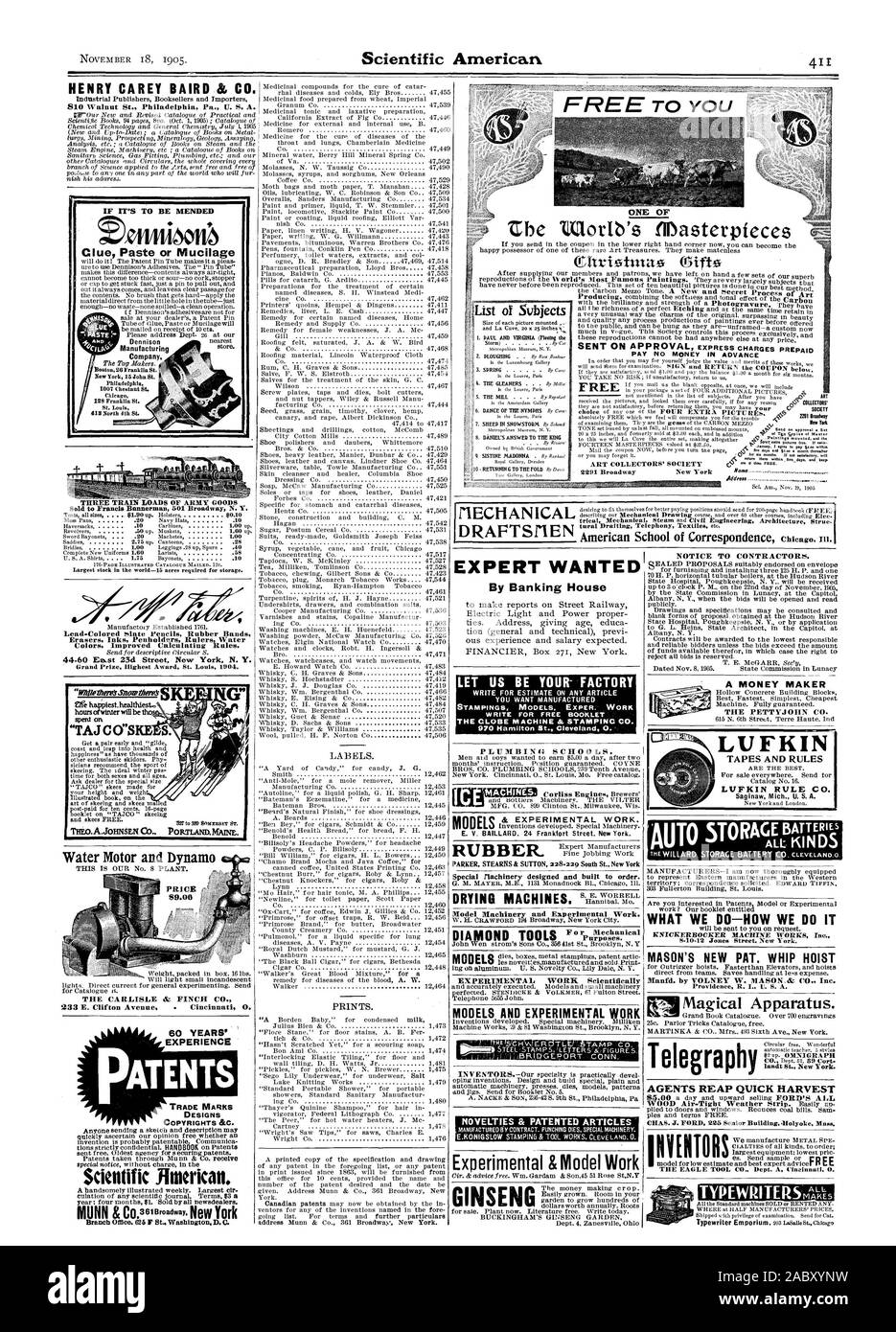 Erfahrung PATENTE DESIGNS COPYRIGHT & C. Wissenschaftliche Anterkatt MUNN&C' Wir. 7.1I 1 Mtff' einer der Ulorib Meisterwerke S. ESE. Kunstsammler" Gesellschaft Adresse Liste von Themen im Louvre. Metropolitan Museum N.Y. Royal Galerie Dresden Experte wollte von Bankhaus SCHREIBEN FÜR DIE SCHÄTZUNG AUF JEDEN GEWÜNSCHTEN ARTIKEL GEFERTIGT STANZTEILE. Modelle Fachleute. Arbeit schreiben FÜR KOSTENLOSE BROSCHÜRE 970 Hamilton St. Cleveland 0. Sanitär schulen. Modelle und experimentelle Arbeiten. Gummi spezielle Ilachinery ausgelegt und gebaut ist, zu bestellen. Modell Maschinen und experimentelle Arbeiten. Modelle und experimentelle Arbeit experimentelle & Stockfoto