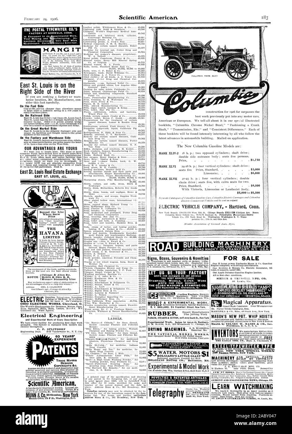 Scientific American POST SCHREIBMASCHINE.de Fabrik in Norwalk. CON N. "Wolle und Fertigung. in eoentions entwickelt. Beste Arbeit CGuaranteed. Korrespondenz gebeten. Hängen Sie es East St. Louis auf der rechten Seite des Flusses auf der Seite auf die Eisenbahn auf dem großen Markt an der Fabrik und Lager Seite UNSERE VORTEILE SIND IHR East St. Louis Immobilien Exchange EAST ST. LOUIS KRANK. Die HAVANA IIMITED Chicago & Alton Ry. Munson Steamship Line OHIO ELECTRIC WORKS Cleveland 0. Elektrotechnik C. F. SPLITDORF 60 JAHRE ERFAHRUNG: E MARKEN DESIGNS Stockfoto