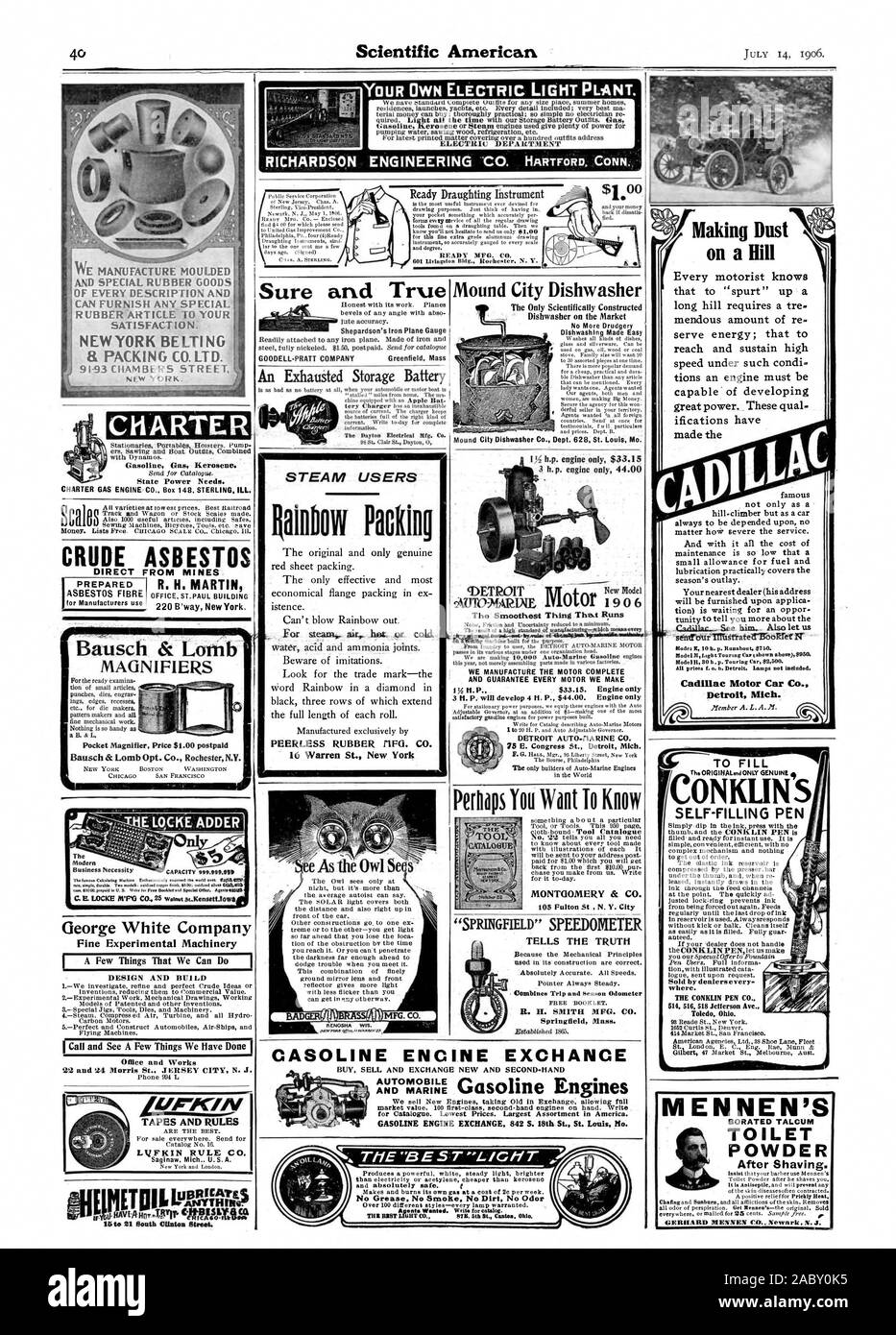 Scalos & animiert Hoisiers für tragbare Geräte. Pumpe ers. Aussaat und RO an utfits. Kombinierten Benzin Erdgas Kerosin. Staatliche Macht muss. George White Company feine Experimentelle Maschinen noch ein paar Dinge, die Wir können D Büro und arbeitet BÄNDER UND REGELN Saginaw 23.38.39 US-A. illio el South Clinton Stmt. Vorbereitet stanzen Speisen. engrav der Hersteller sitzt und alle mechanischen Arbeiten. Pocket Lupe Preis 1,00 $ postpaid Wir fertigen Formteile und speziellen GUMMI WAREN ALLER ART UND KANN KEINE SPEZIELLEN GUMMI ARTIKEL LIEFERN 10 IHRE ZUFRIEDENHEIT. NEW YORK BELTING 91-93 CHAMBERS STREET LUPEN NEW YORK BOSTON Stockfoto