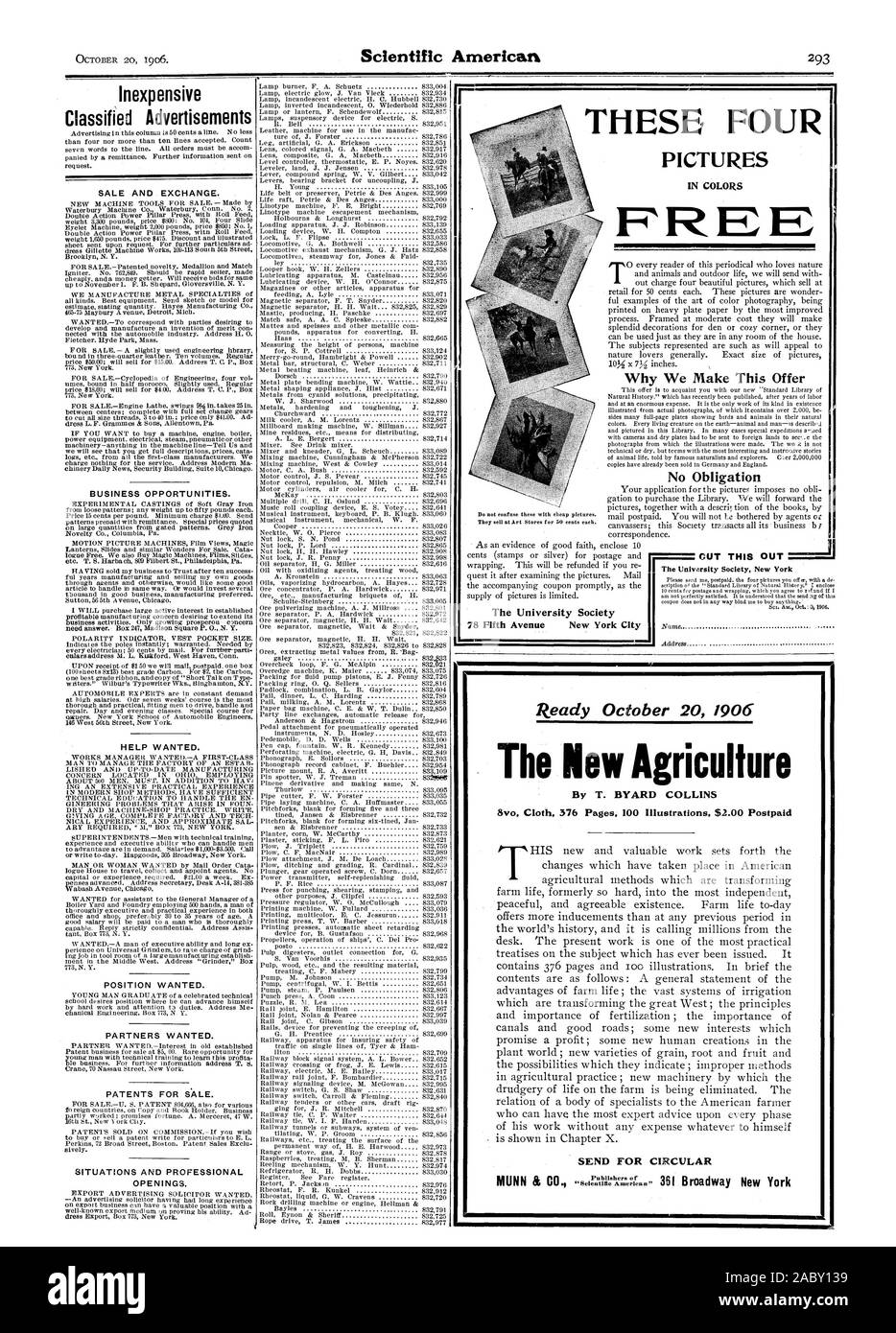Diese vier BILDER IN DEN FARBEN FIRE Warum wir dieses Angebot keine Verpflichtung der Universität Gesellschaft 78 Fifth Avenue New York City aus diesem heraus bereit, 20. Oktober 1906 Von T. BYARD COLLINS 8 v Tuch 376 Seiten 100 Abbildungen $ 2,00 Postpaid senden für CIRCULARInexpensive Kleinanzeigen VERKAUF UND AUSTAUSCH. Geschäftsmöglichkeiten. Hilfe gesucht. Positionieren wollte. Partner gesucht. Patente für Verkauf. Situationen UND PROFESSIONELLE ÖFFNUNGEN., Scientific American, 1906-10-20 Stockfoto
