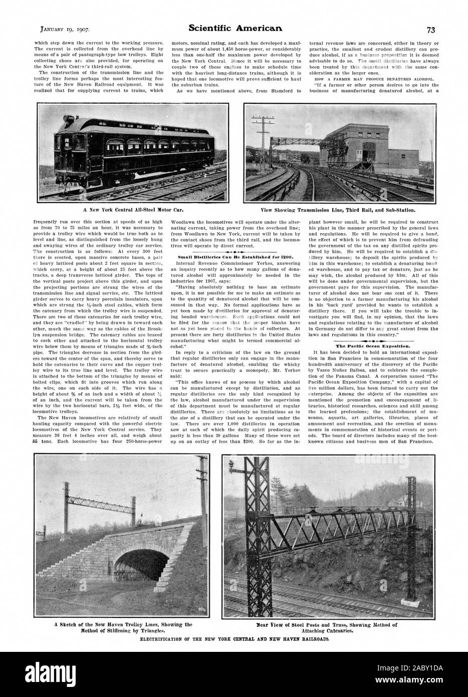 Kleinen Brennereien können für 200 $ hergestellt werden. Der Pazifische Ozean Exposition. Die ELEKTRIFIZIERUNG DER NEW YORK CENTRAL UND NEW HAVEN EISENBAHNEN., Scientific American, 1907-01-19 Stockfoto