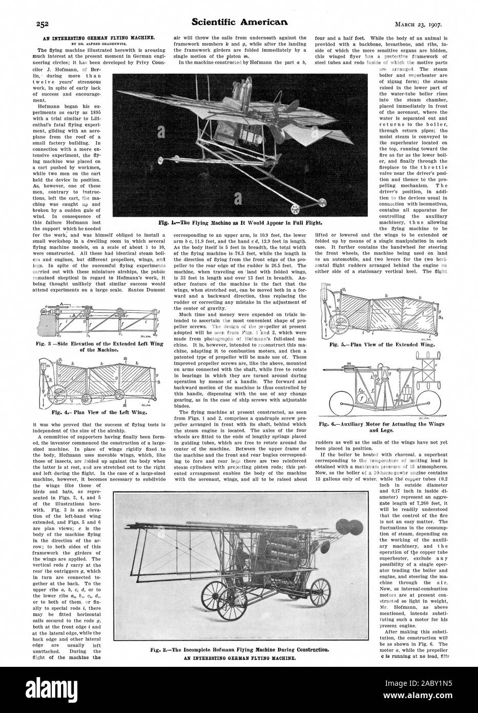 Eine interessante deutsche FLUGMASCHINE. Abb. 1 Der fliegende Maschine, wie es Scheint in voller Fl eine interessante deutsche FLUGMASCHINE., Scientific American, 1907-03-23 Stockfoto