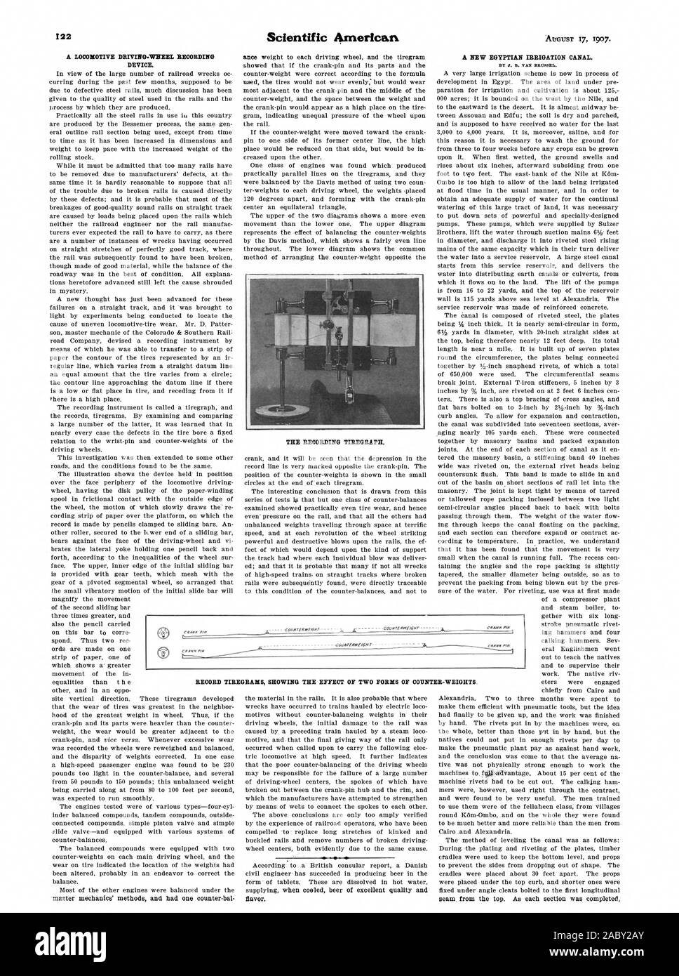 Eine Lok fahren. RAD AUFNAHMEGERÄT. Methoden master Mechanik" und hatte ein Zähler-Bal. Die Aufnahme TIREGRAPH. Geschmack. Ein neues ägyptisches BEWÄSSERUNGSKANAL. Von J. B. VAN BRUSSEL. Naht von oben. Da jeder Abschnitt wurde COUNTERWEI 6 Nt Gegengewicht.-KURBEL N CPANN PIN KURBELZAPFEN KRAMPF PIN DATENSATZ TIREGRAMS ZEIGT DIE AUSWIRKUNGEN VON ZWEI FORMEN DER AUSGLEICHSGEWICHTE, Scientific American, 1907-08-17 abgeschlossen Stockfoto