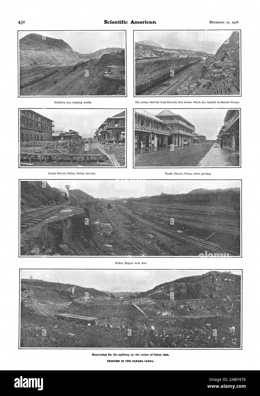 Aushub für den Abflußkanal im Zentrum von Ghana dam. Fortschritt DER PANAMAKANAL, Scientific American, 1908-12-12 Stockfoto