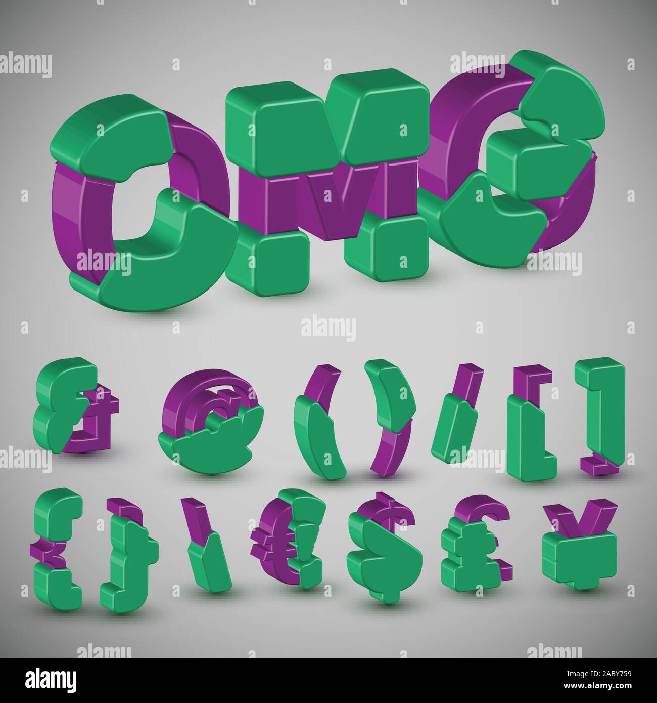 3D-farbenfrohen Charakter aus einem Schriftsatz, Vektor Stock Vektor