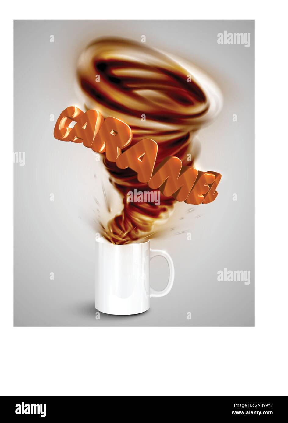 Karamell Joghurt/Getränk in einem Becher, realistische Vector Illustration Stock Vektor