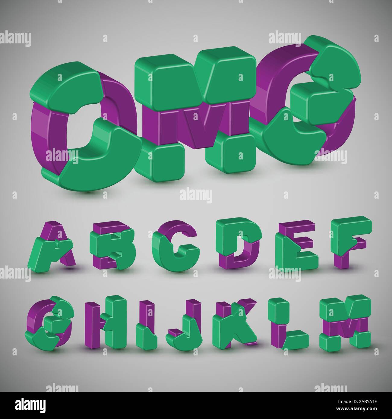 3D-farbenfrohen Charakter aus einem Schriftsatz, Vektor Stock Vektor