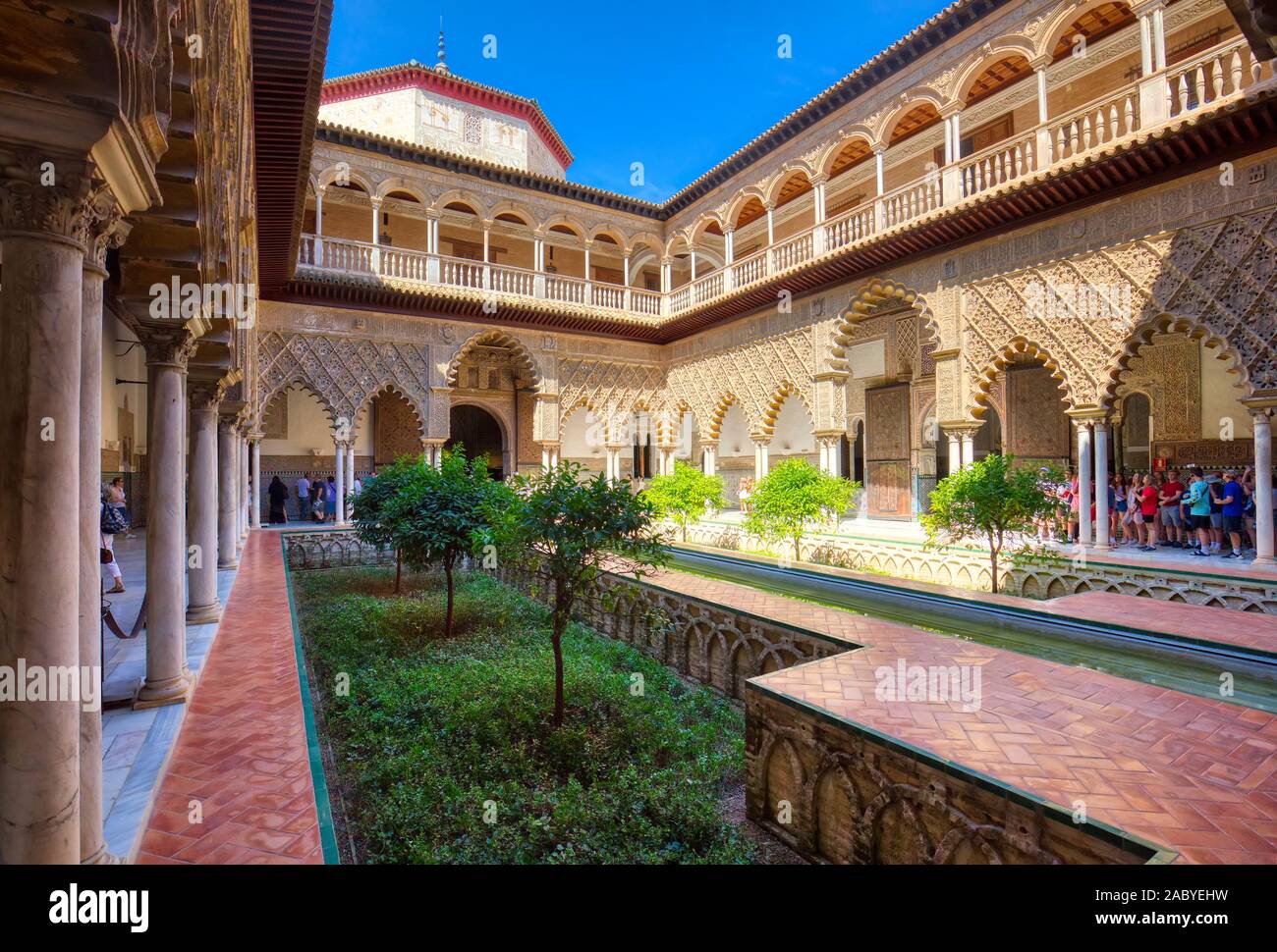 Real Alcazar De Sevilla, der königliche Alcázar von Sevilla ist ein königlicher Palast in Sevilla Andalusien Spanien Stockfoto