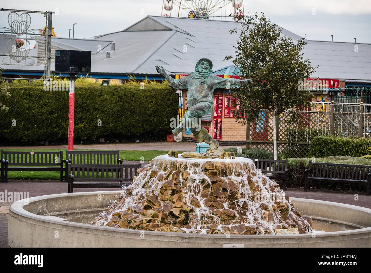 Das Jolly Fisherman Statue - ein Wahrzeichen von Skegness in der Nähe der Küste und Pleasure Island Stockfoto