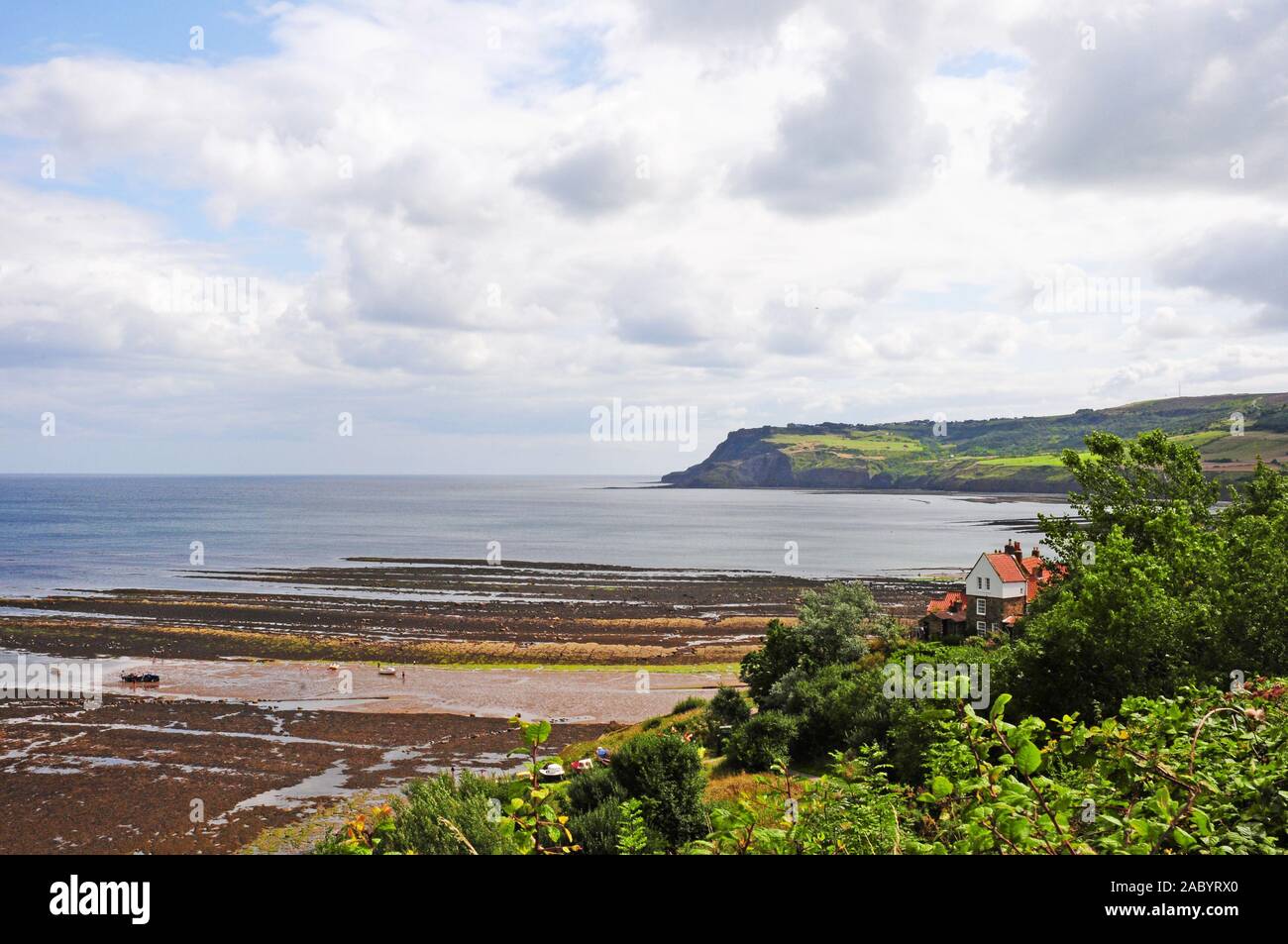 Robin Hood's Bay. Ebbe. Stockfoto