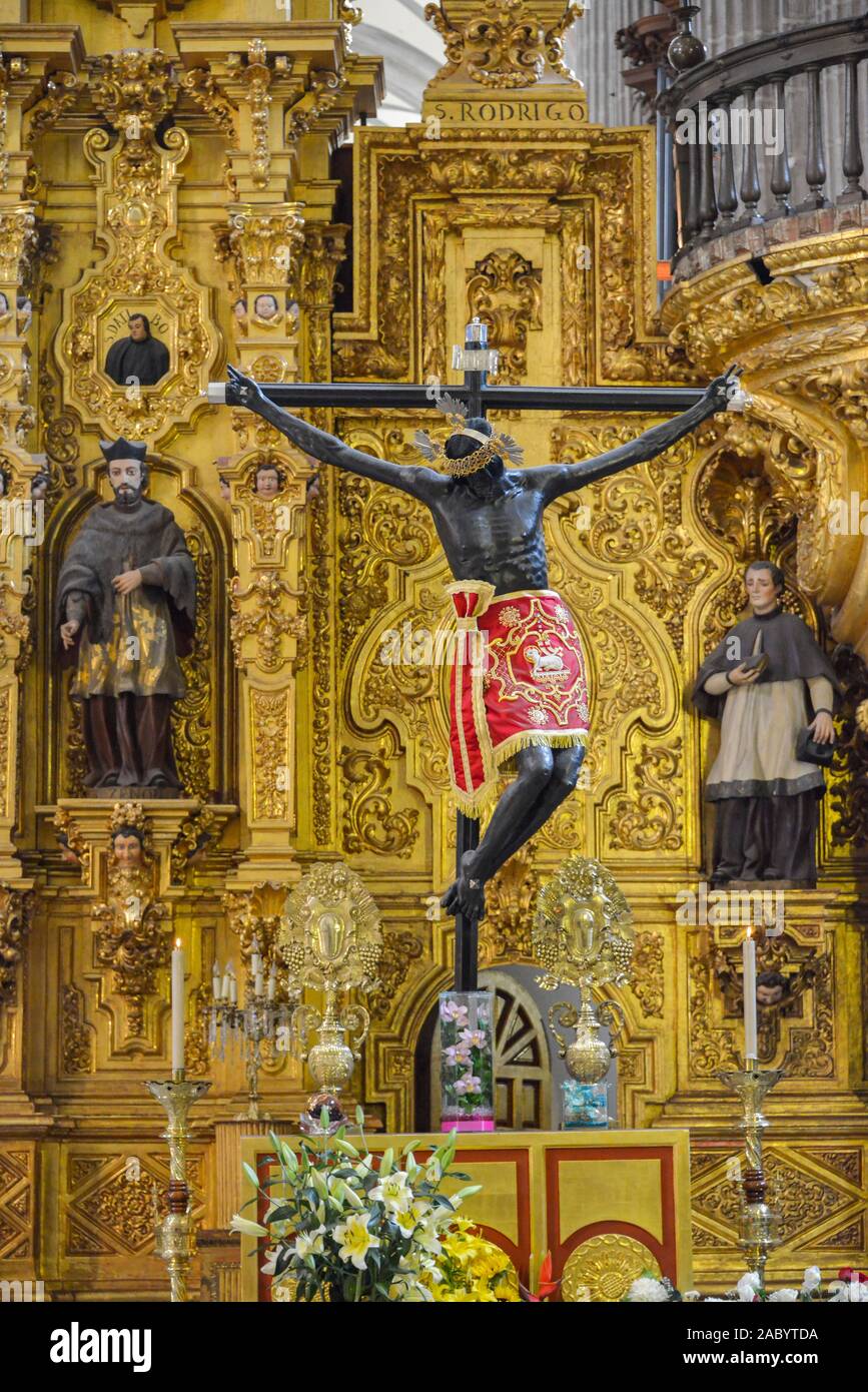 Altar der Vergebung, Kathedrale "Catedral Metropolitana de la Asunción de Maria", der Plaza de la Constitucion, Mexiko Stadt, Mexiko Stockfoto