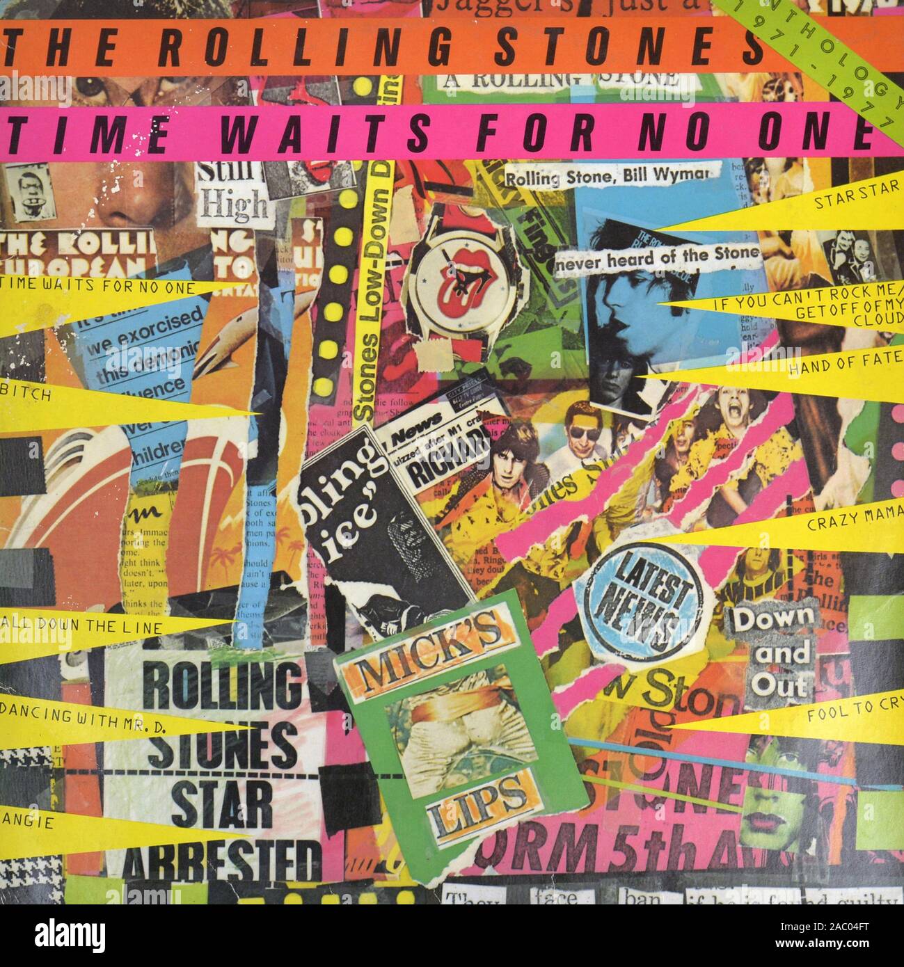 ROLLING STONES die Zeit wartet auf Niemand (Anthologie 1971-1977) - Vintage Vinyl Album Cover Stockfoto