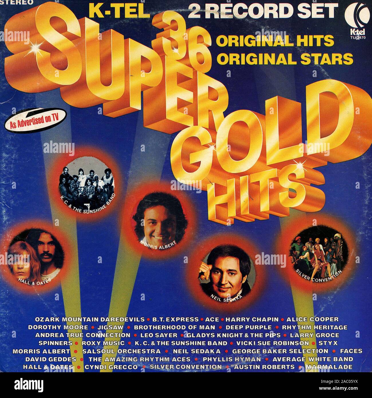 36 Super Gold-Hits - Vintage Vinyl Album Cover Stockfoto