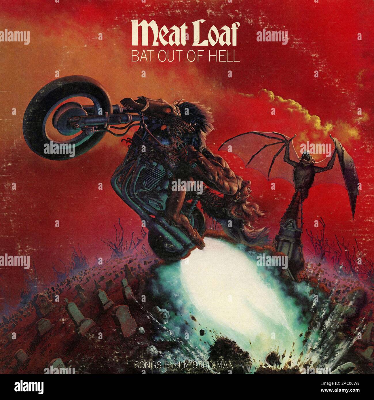 Bat Out Of Hell - Meat Loaf Vintage Vinyl Album Cover Stockfotografie ...