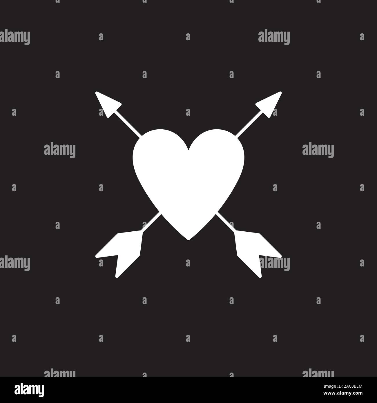Vector Illustration, Symbol für Liebe, Hochzeit, dating, Valentinstag Grußkarten-Design. Herz durch ein Pfeilsymbol Flachbild durchbohrt. Romantik Elemente. Weiß sym Stock Vektor