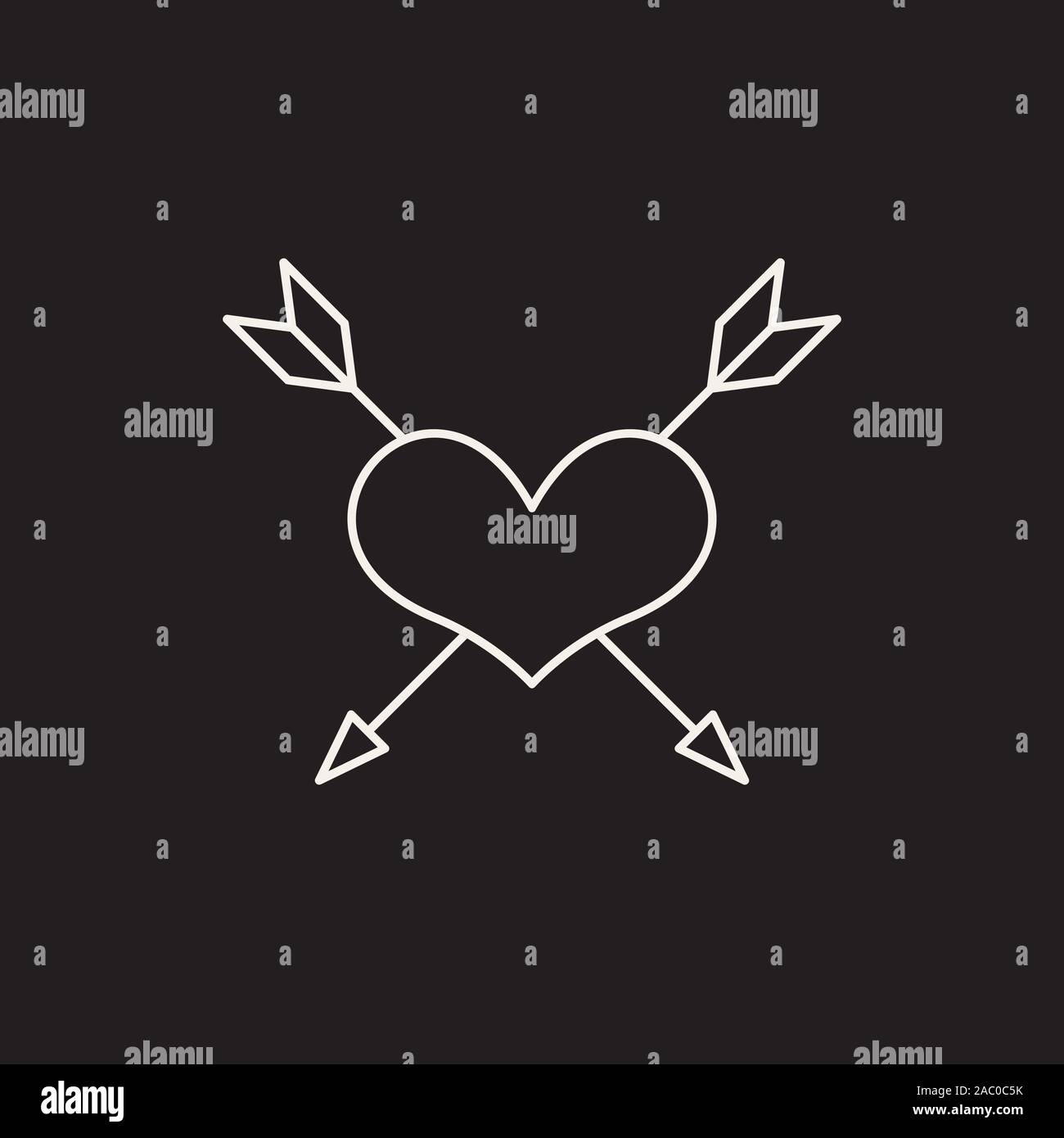 Tattoo Linie Skizze Symbol Isoliert Weiss Auf Schwarzem Hintergrund Herz Pfeil Liebe Symbol Amour Symbol Tattoo Studio Konzept Nach Themen Verwendet Werden Lik Stock Vektorgrafik Alamy