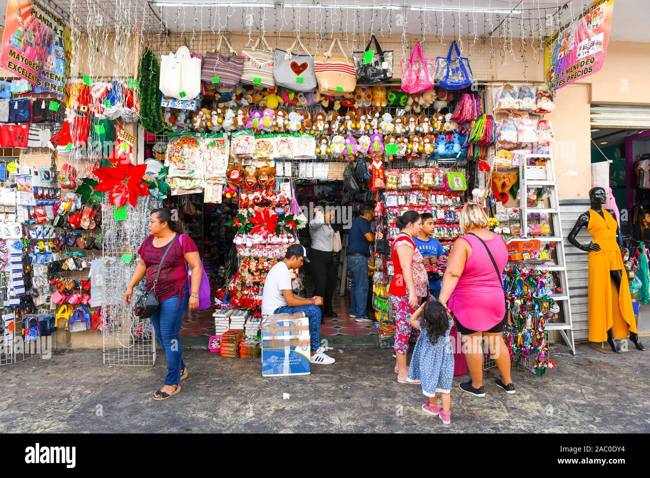 Commercial Street Zentrum von Merida, Yucatan, Mexiko Stockfoto
