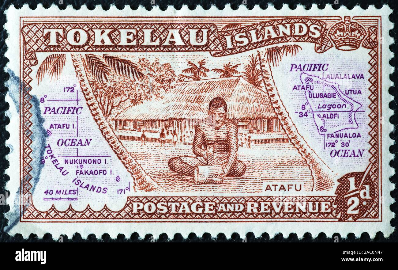 Alte Briefmarke von Tokelau Inseln Stockfoto