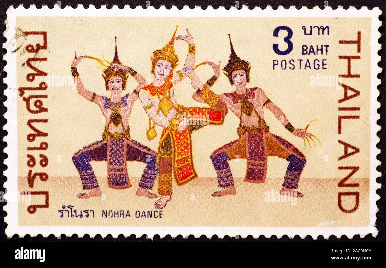 Traditionelle Thai Tänzer auf Briefmarke Stockfoto
