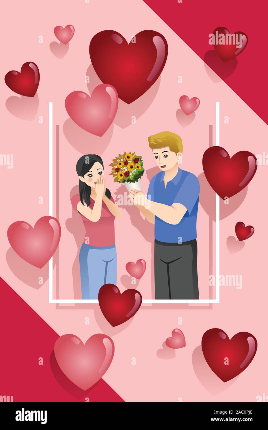 Ein Vektor Abbildung: Happy Valentinstag Konzept Paar Stock Vektor