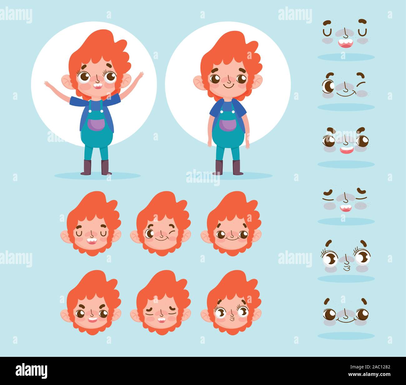 Cartoon Character Animation Kleiner Junge Gesicht Gesten Vector Illustration Stock Vektorgrafik Alamy