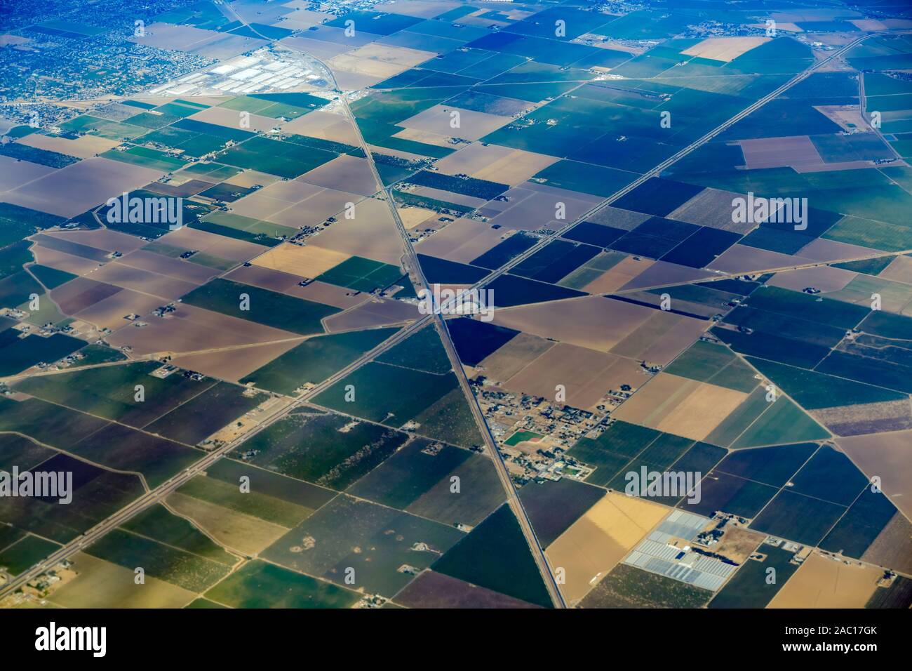 Luftaufnahme des San Joaquin County in Kalifornien Stockfoto