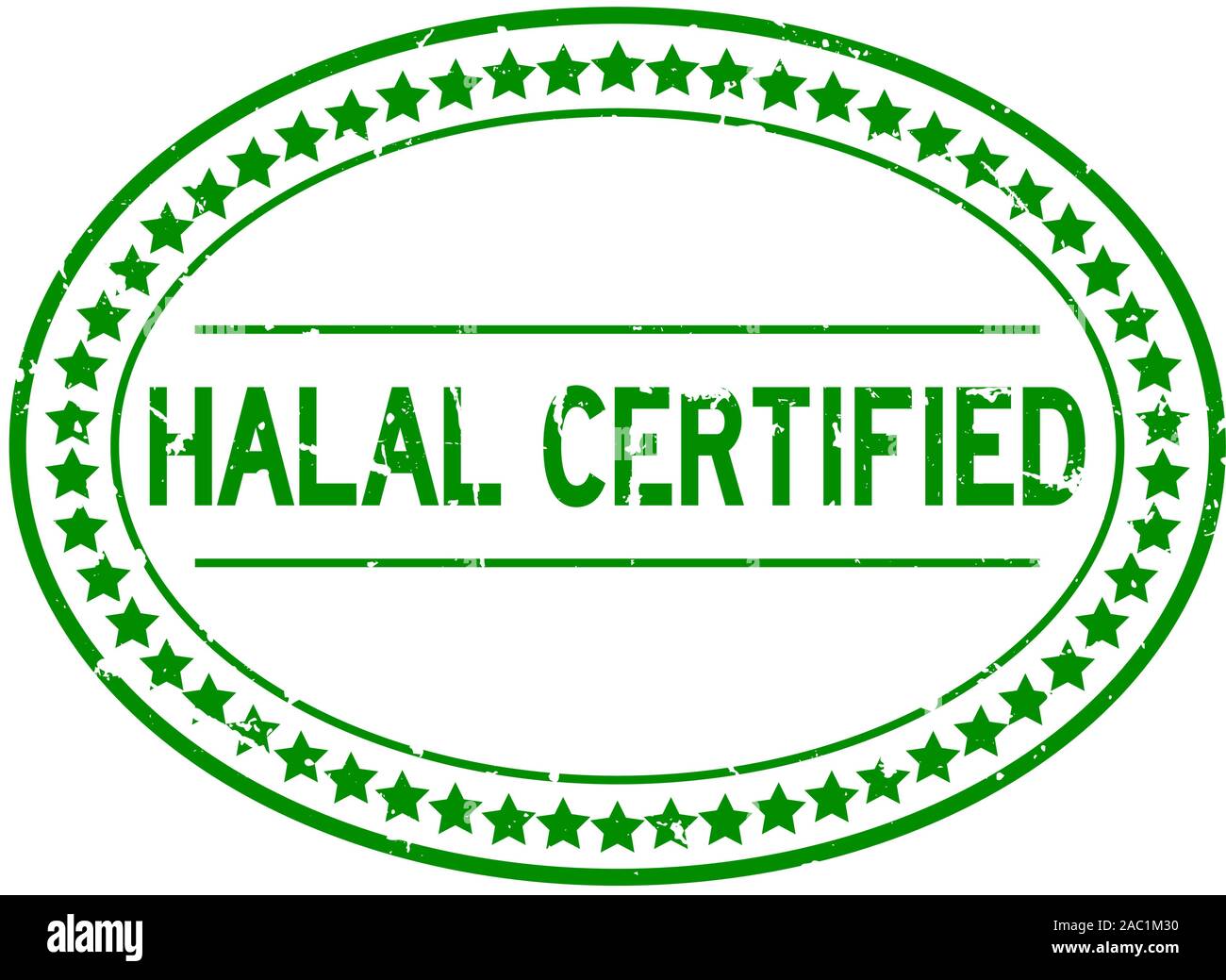 Grunge grün Halal zertifiziert Wort oval Gummidichtung Stempel auf weißem Hintergrund Stock Vektor