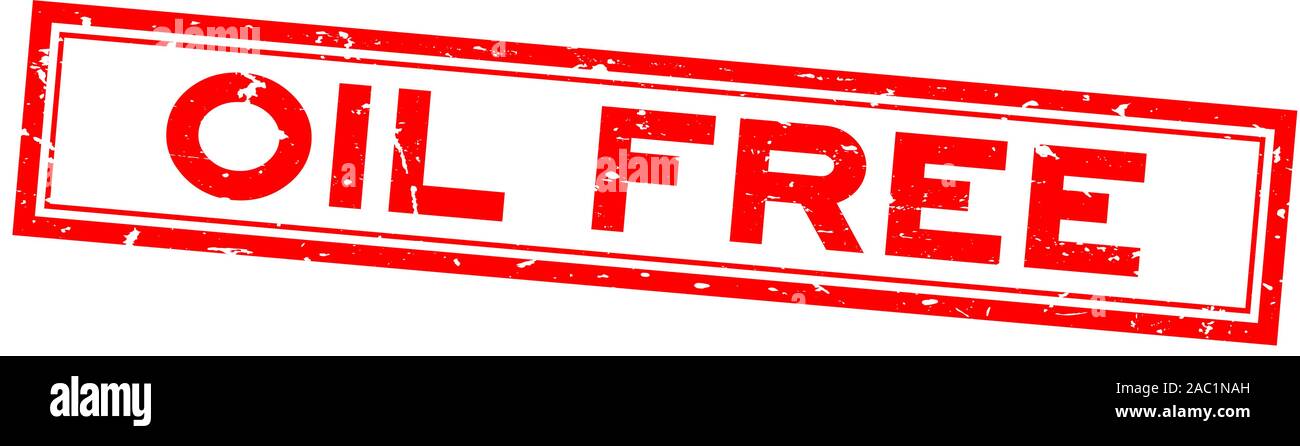 Grunge Red Oil freies Wort Gummidichtung Stempel auf weißem Hintergrund Stock Vektor